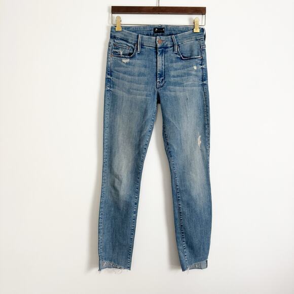 MOTHER The Looker Ankle Step Fray Jeans Where There's Smoke 26 - Picture 4 of 14